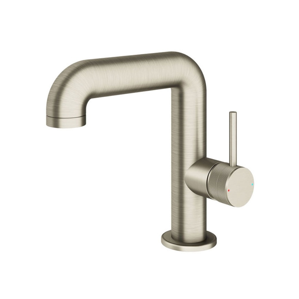 Product Cut out image of the Abacus Iso Pro Brushed Nickel Mono Basin Mixer Side Handle